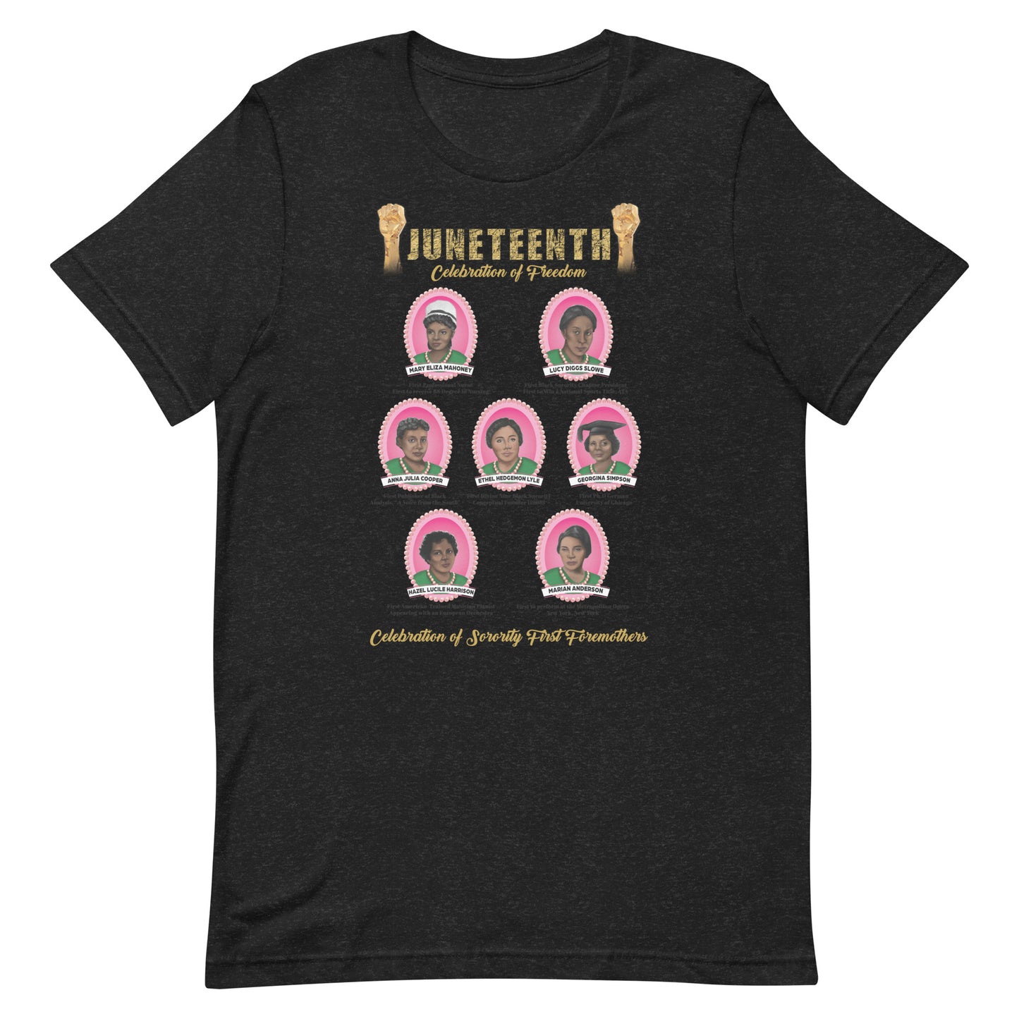Juneteenth Greek Pink and Green Foremothers Unisex T-Shirt