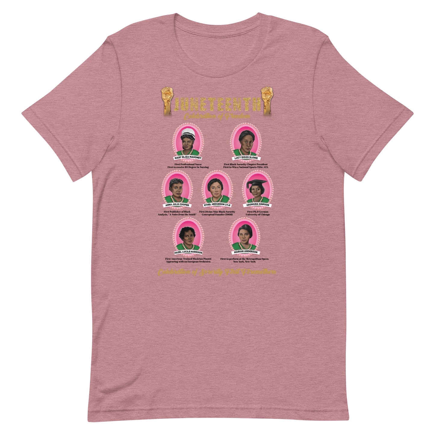 Juneteenth Greek Pink and Green Foremothers Unisex T-Shirt