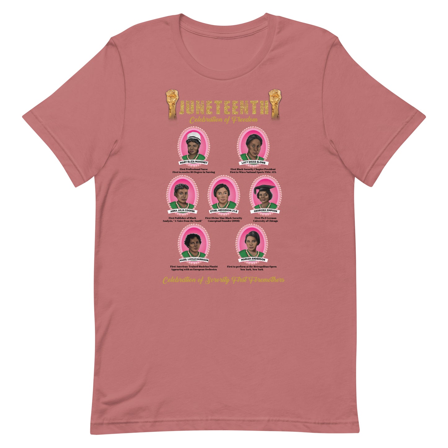 Juneteenth Greek Pink and Green Foremothers Unisex T-Shirt