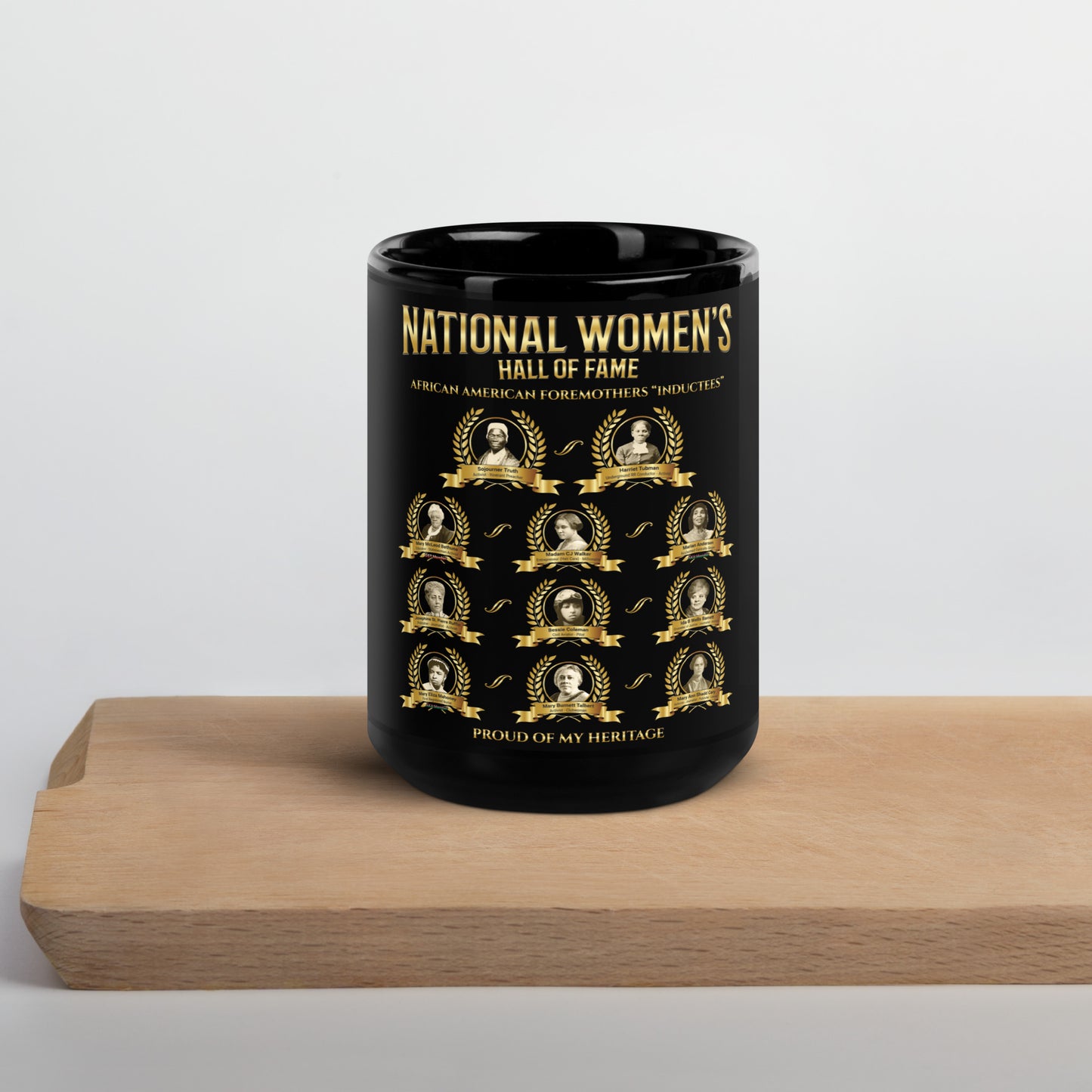 African American Foremothers National Women Hall of Fame Black Glossy Mug