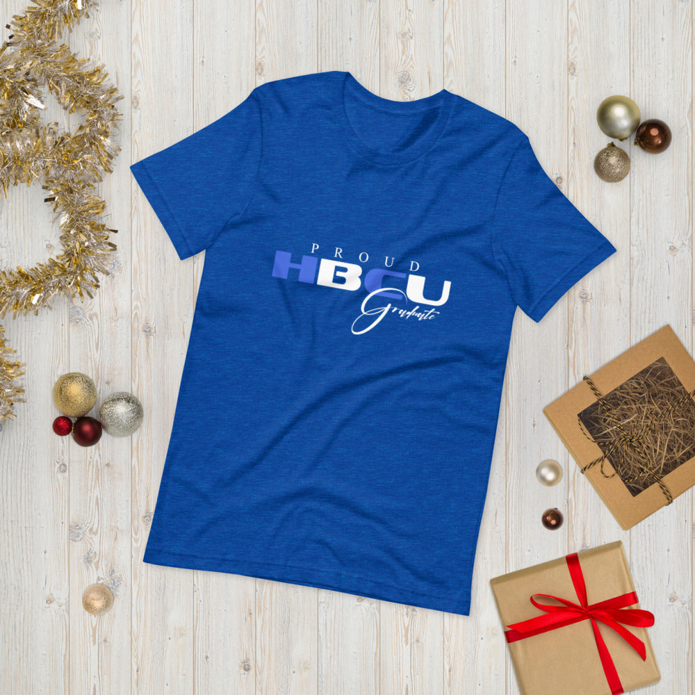 HBCU Blue and White Unisex Short Sleeve T-Shirt