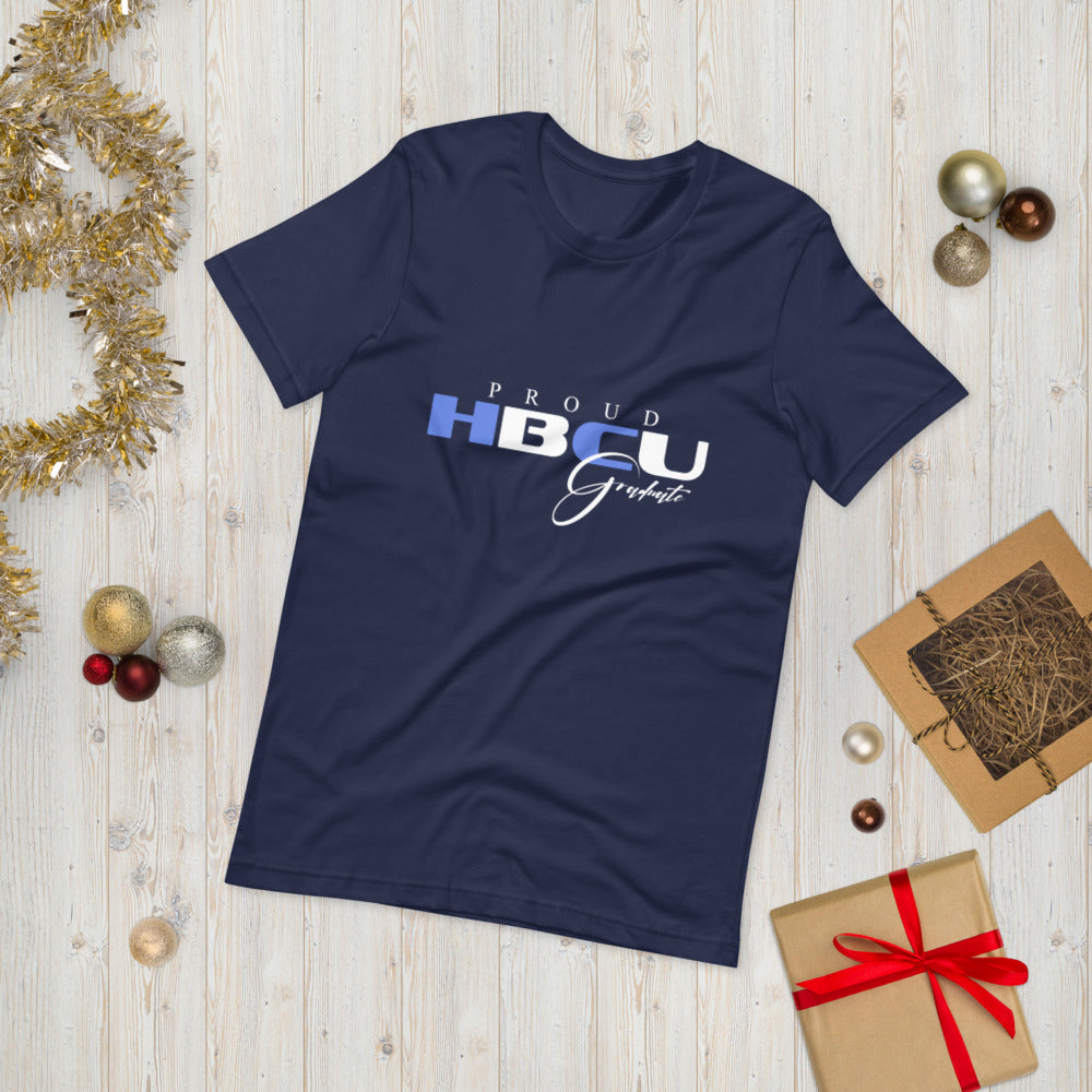 HBCU Blue and White Unisex Short Sleeve T-Shirt