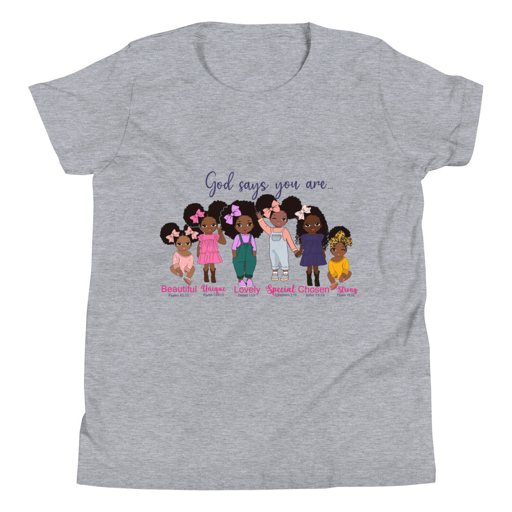 Youth Inspirational God Says . . You Are ... s Short Sleeve T-Shirt