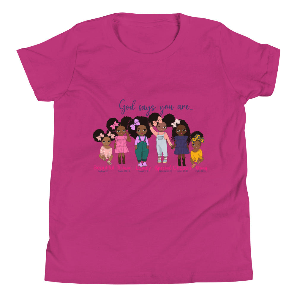 Youth Inspirational God Says . . You Are ... s Short Sleeve T-Shirt
