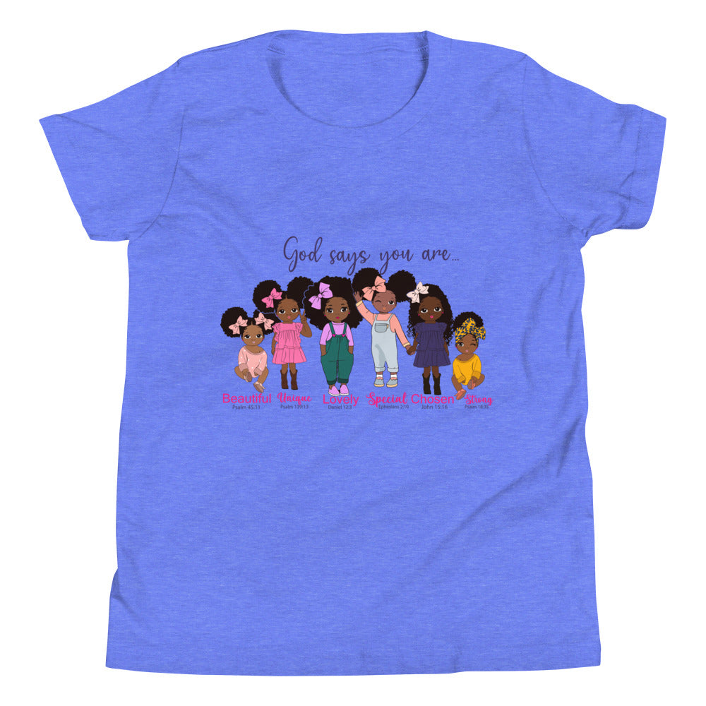 Youth Inspirational God Says . . You Are ... s Short Sleeve T-Shirt