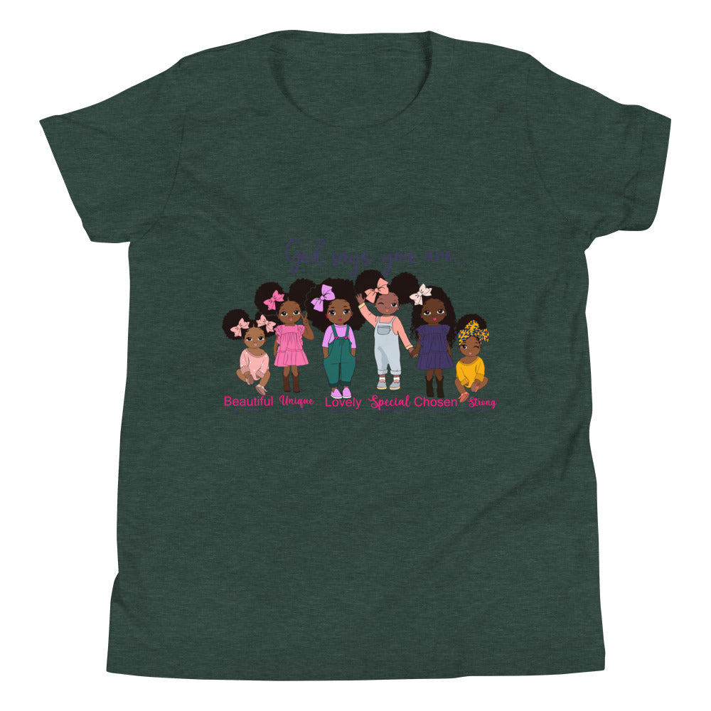 Youth Inspirational God Says . . You Are ... s Short Sleeve T-Shirt