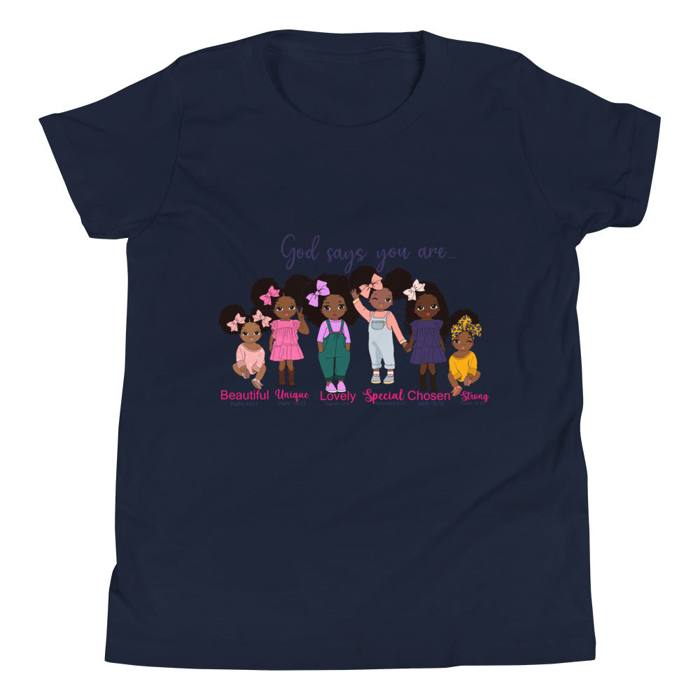 Youth Inspirational God Says . . You Are ... s Short Sleeve T-Shirt