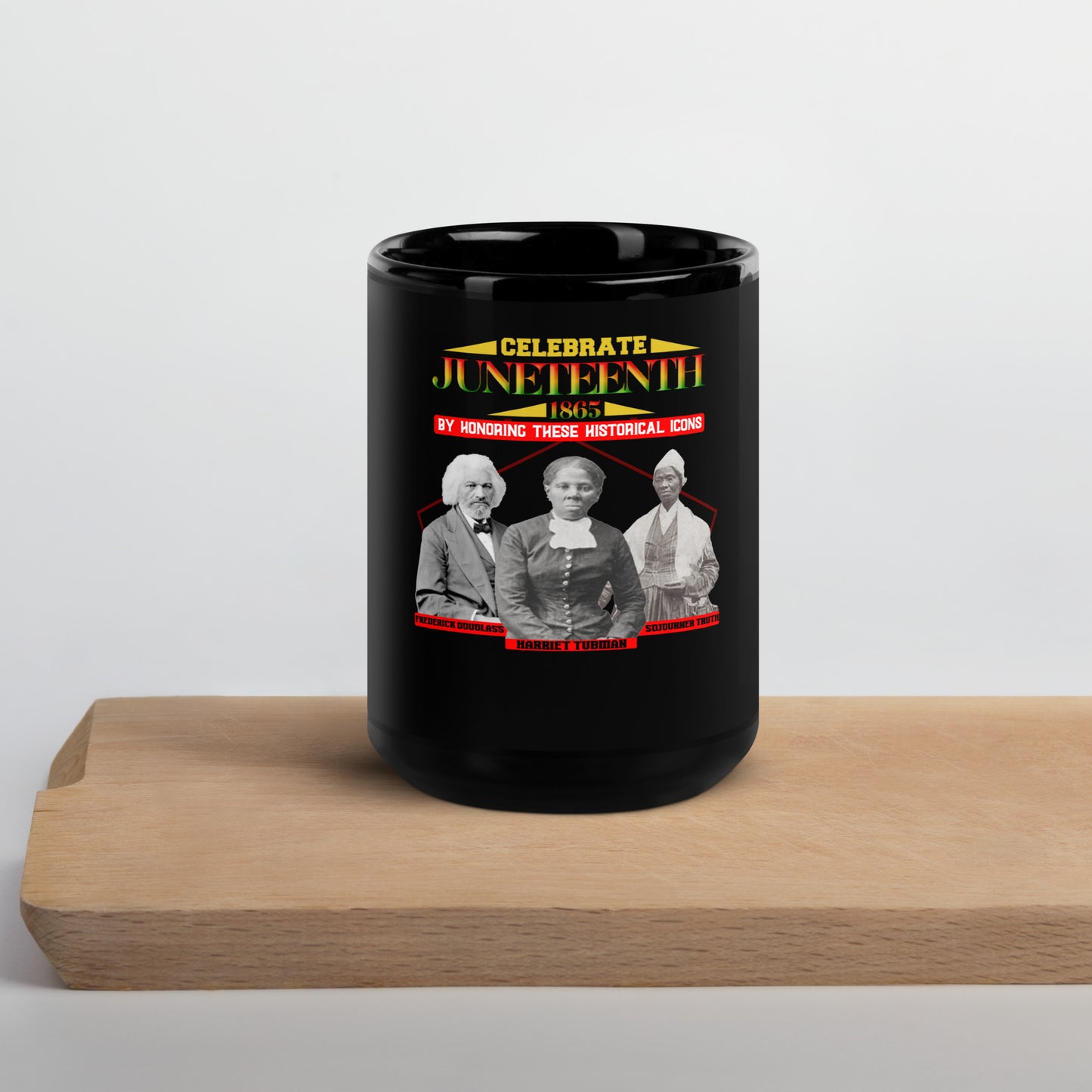 Juneteenth Historical Icons Black Glossy Mug