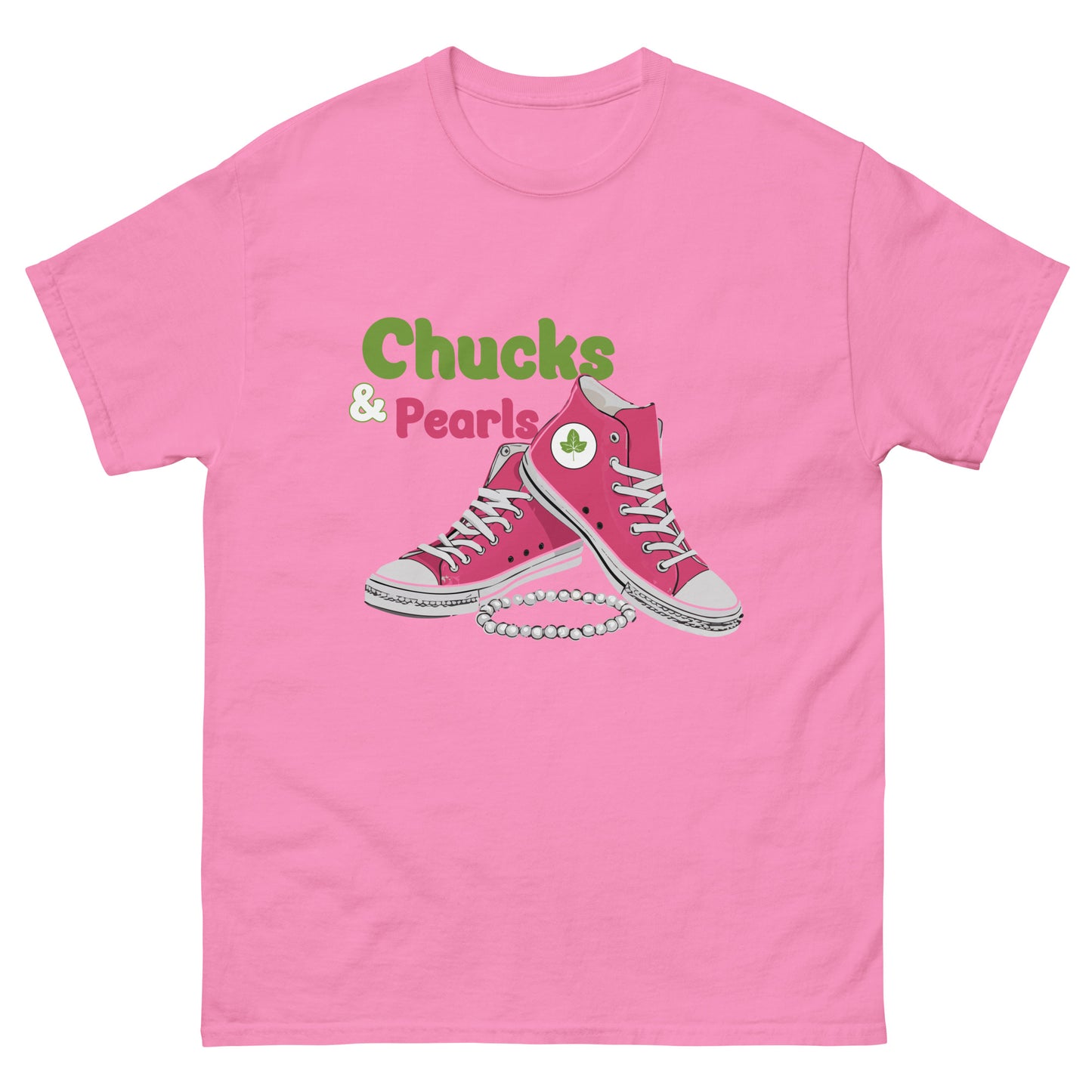 Chucks and Pearls Pink and Green Unisex classic tee