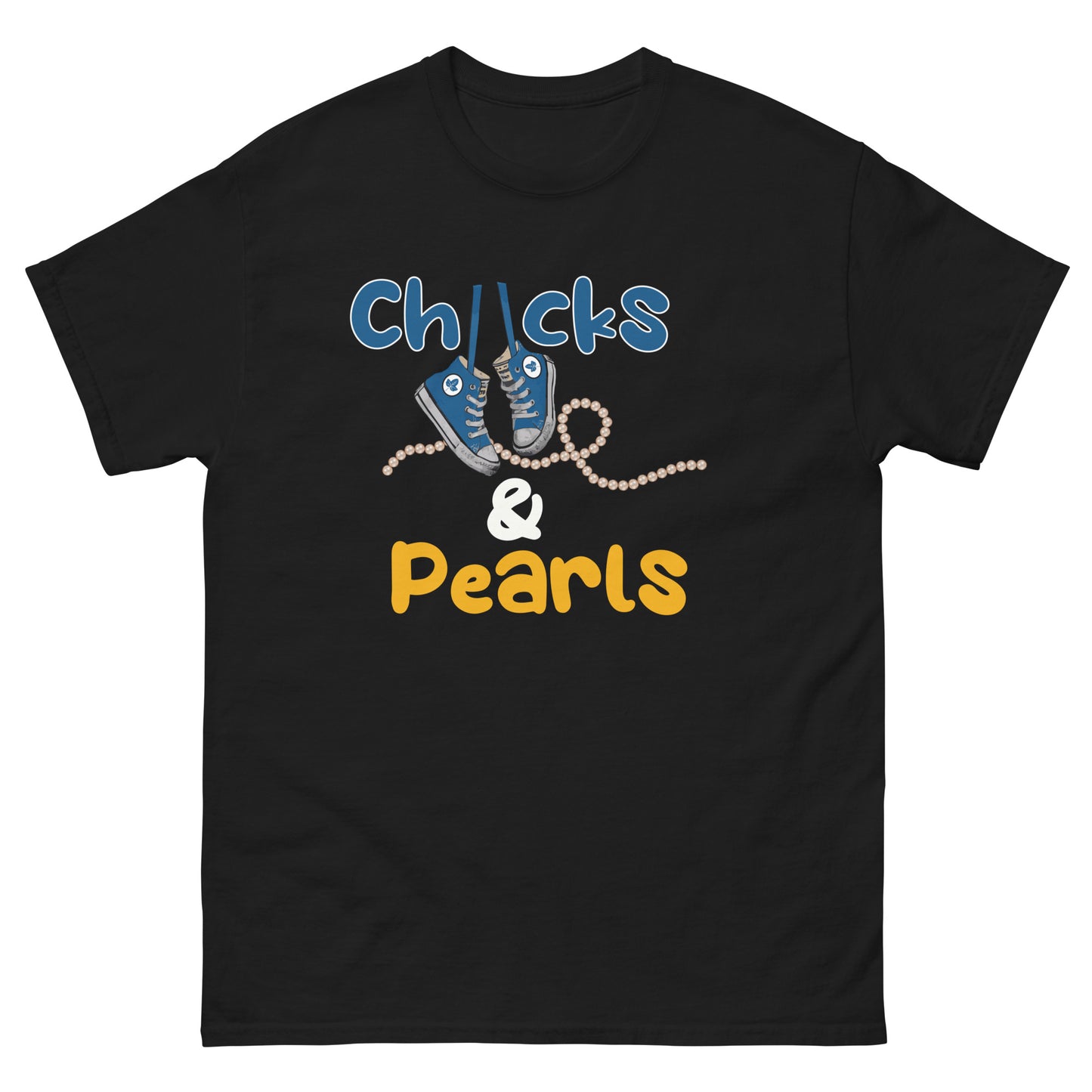 Chucks and Pearls Blue and Gold Unisex classic tee