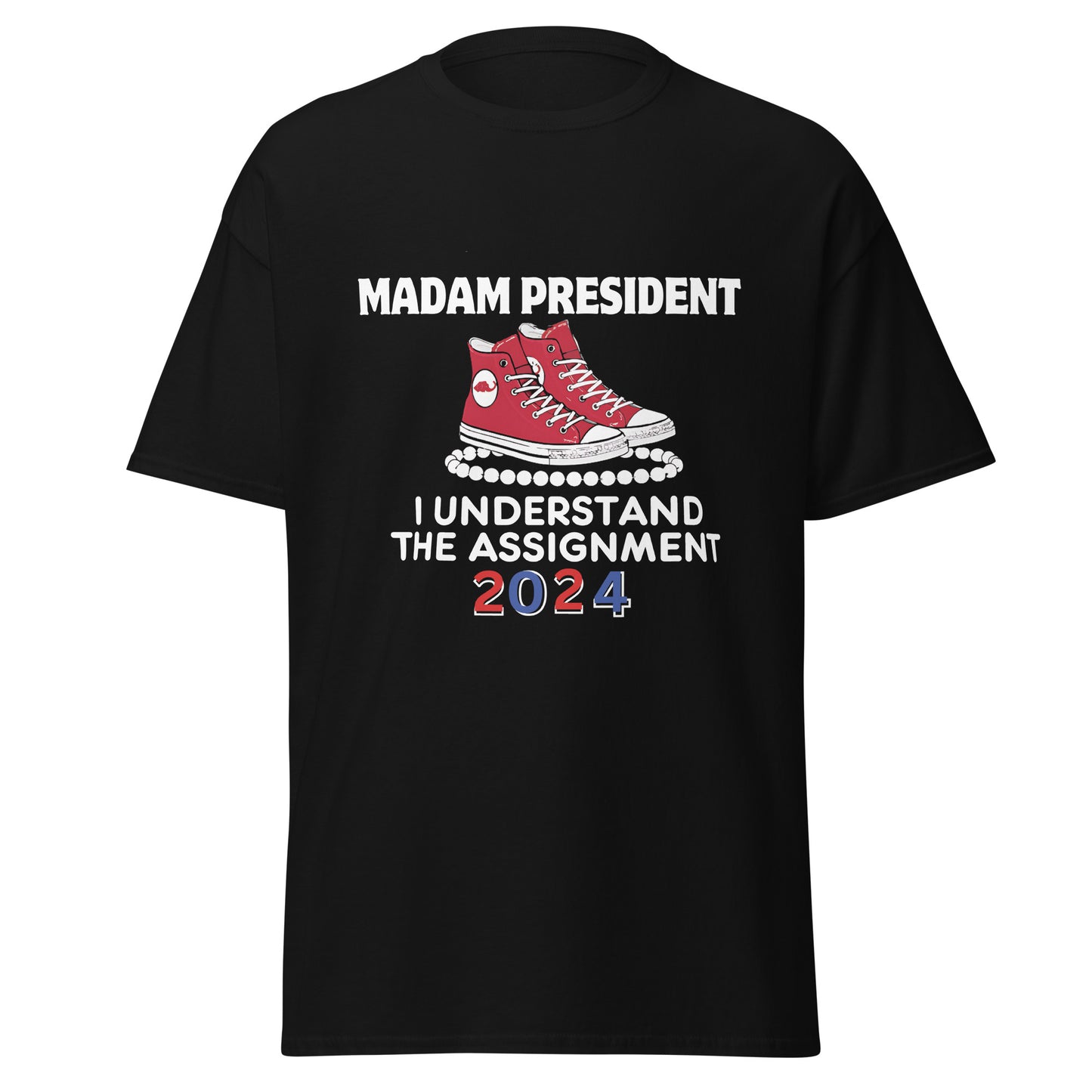 Madam President Chucks and Pearls red and white Unisex classic tee