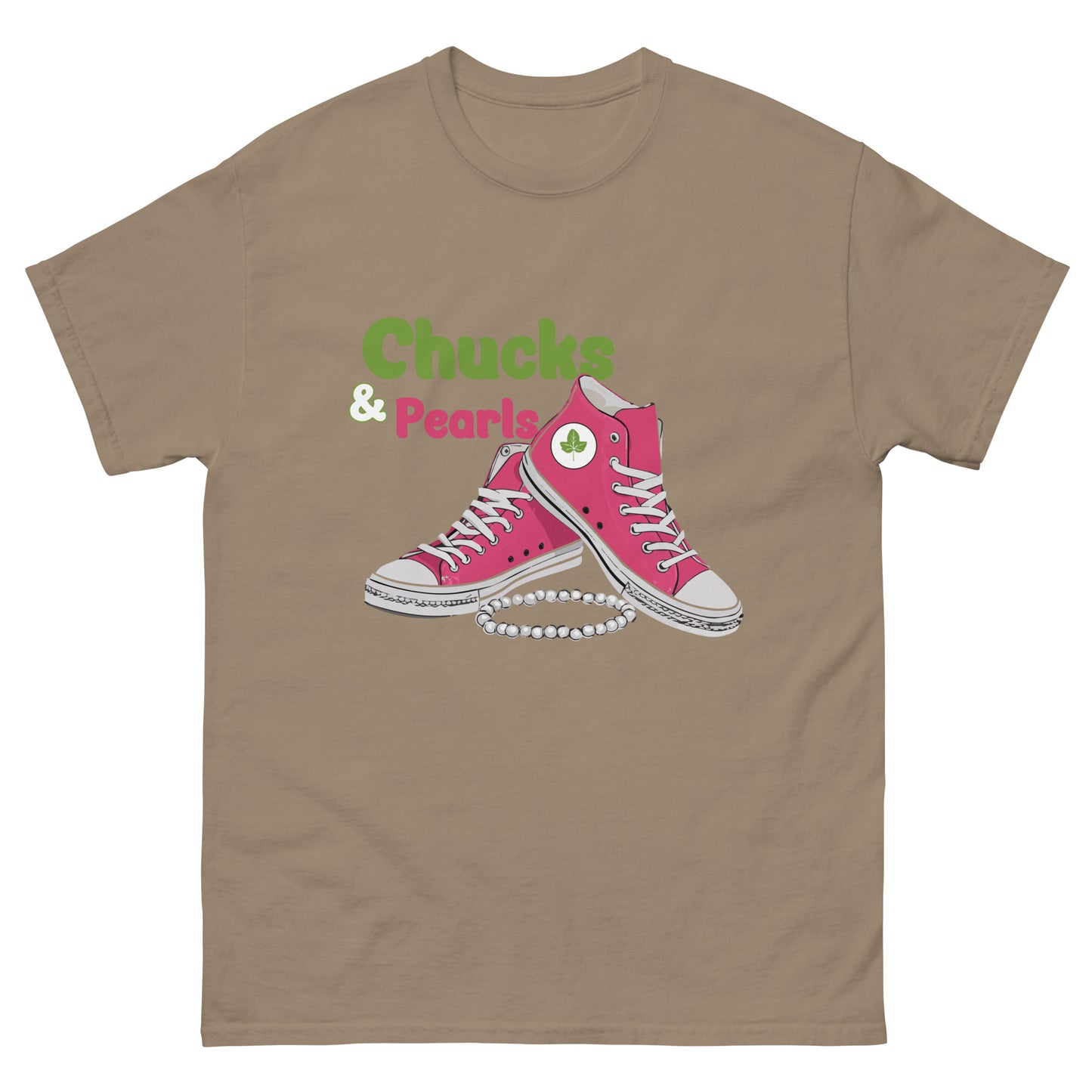 Chucks and Pearls Pink and Green Unisex classic tee