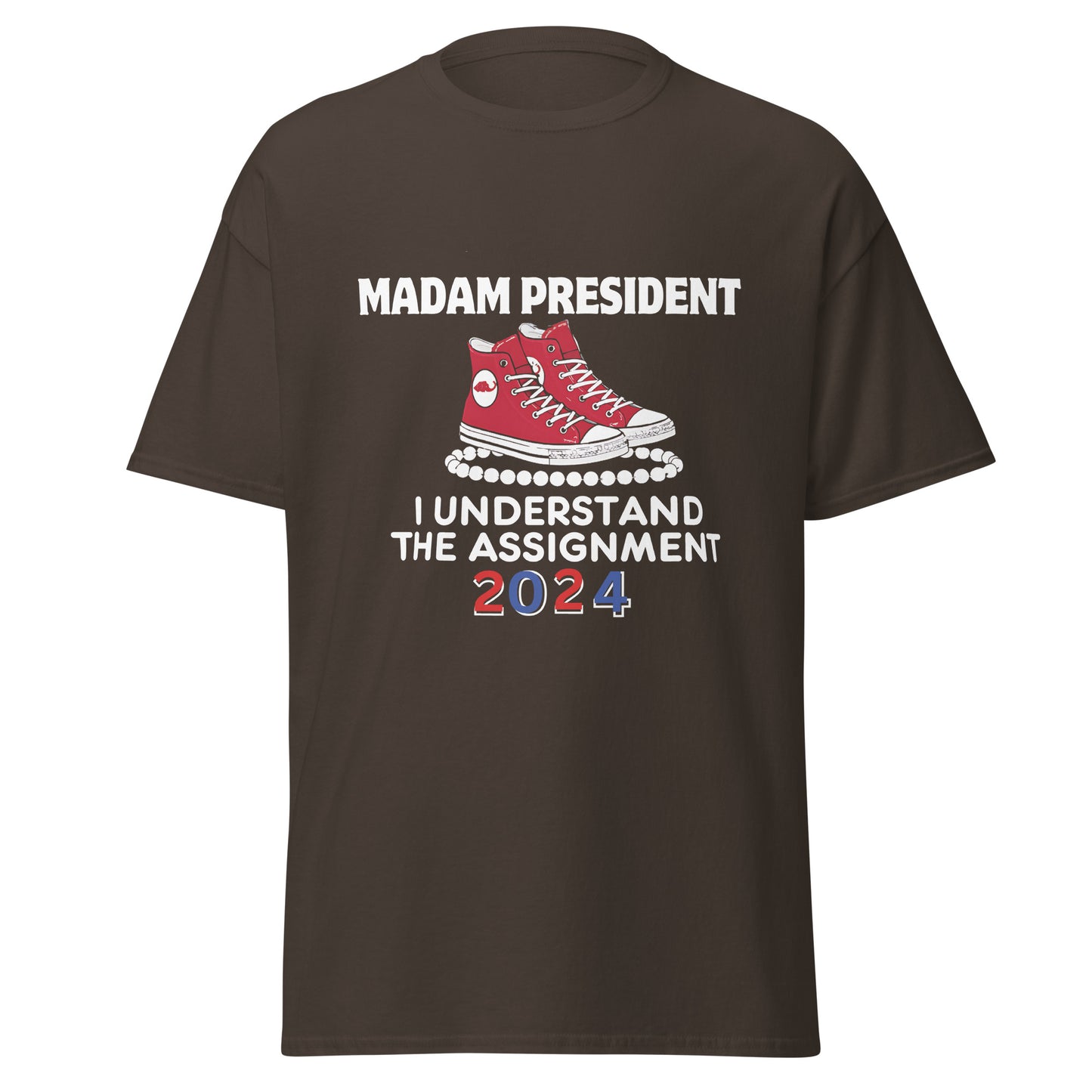 Madam President Chucks and Pearls red and white Unisex classic tee