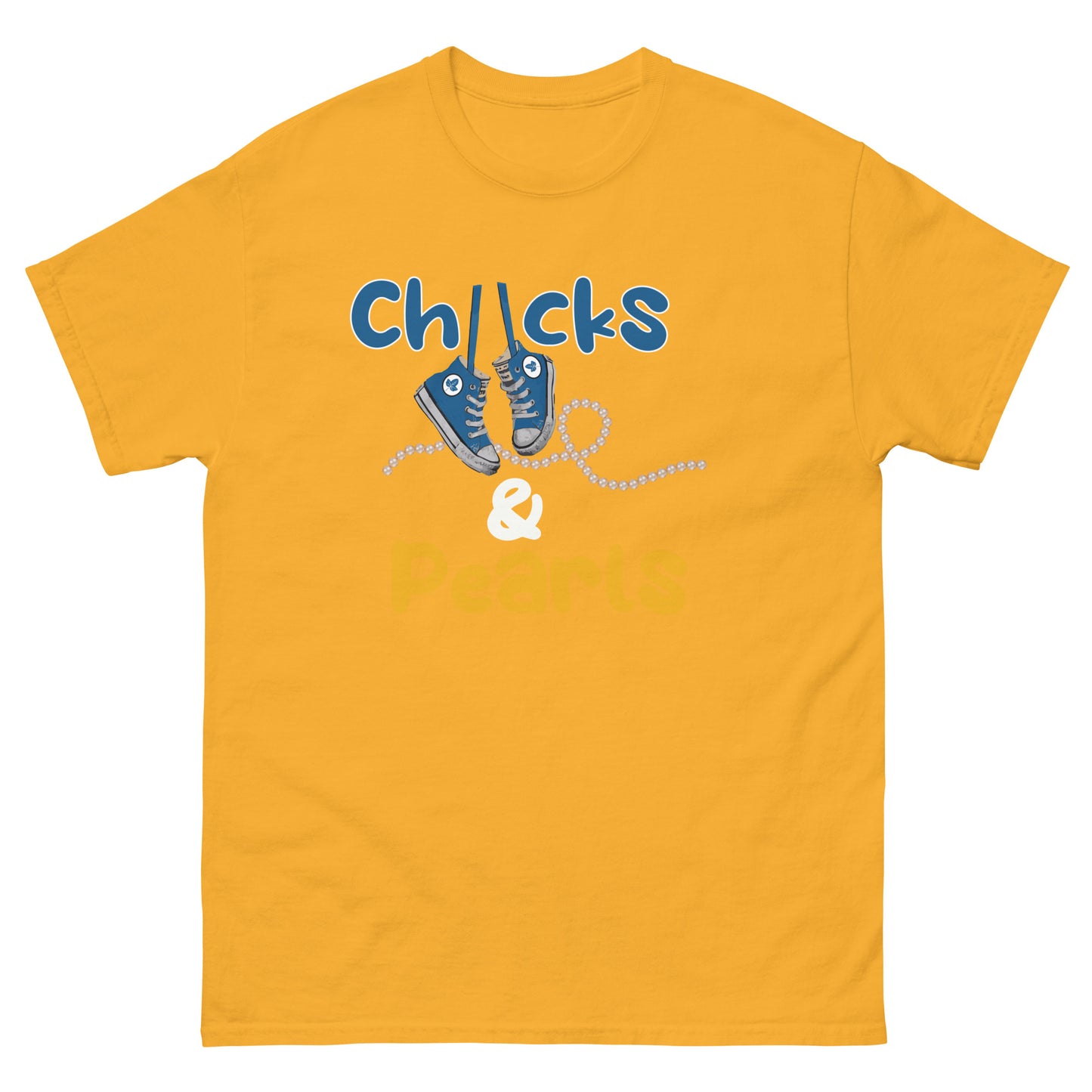 Chucks and Pearls Blue and Gold Unisex classic tee