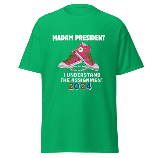 Madam President Pink & Green Champs & Pearls Unisex classic tee