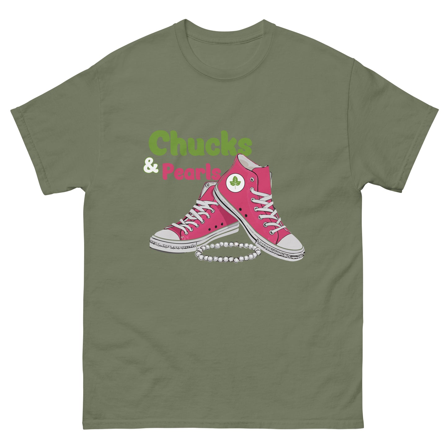 Chucks and Pearls Pink and Green Unisex classic tee