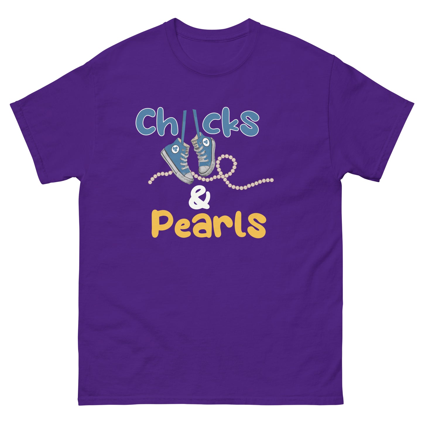 Chucks and Pearls Blue and Gold Unisex classic tee