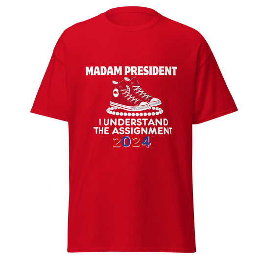 Madam President Chucks and Pearls red and white Unisex classic tee