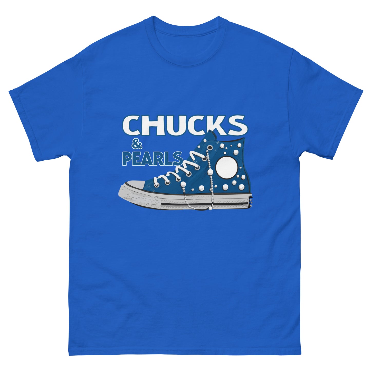 Chucks & Pearls Blue and White Unisex classic tee