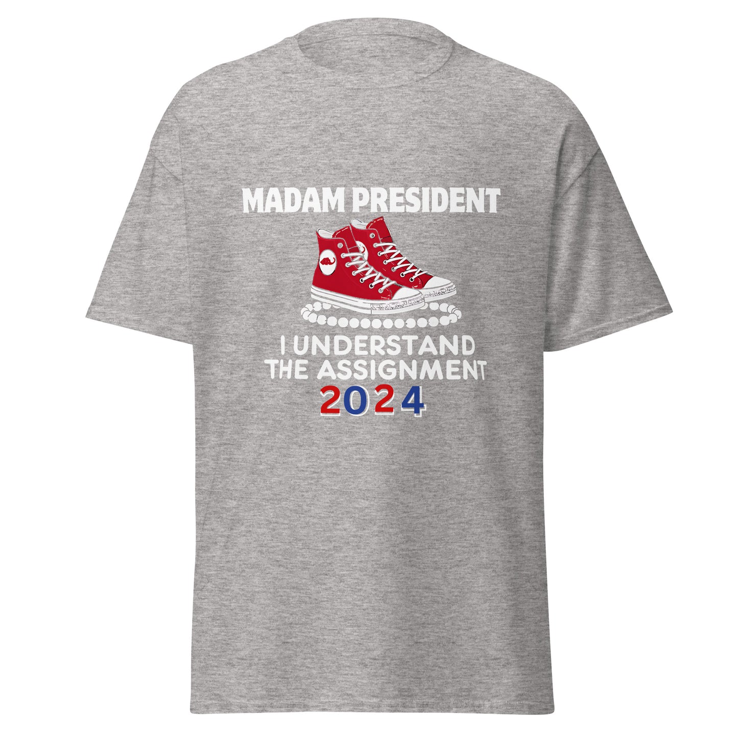 Madam President Chucks and Pearls red and white Unisex classic tee