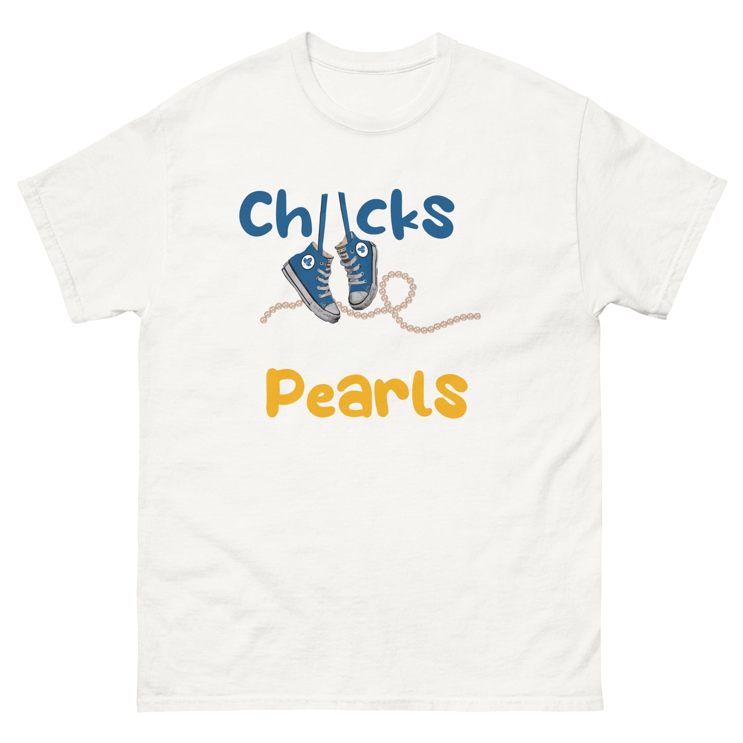 Chucks and Pearls Blue and Gold Unisex classic tee