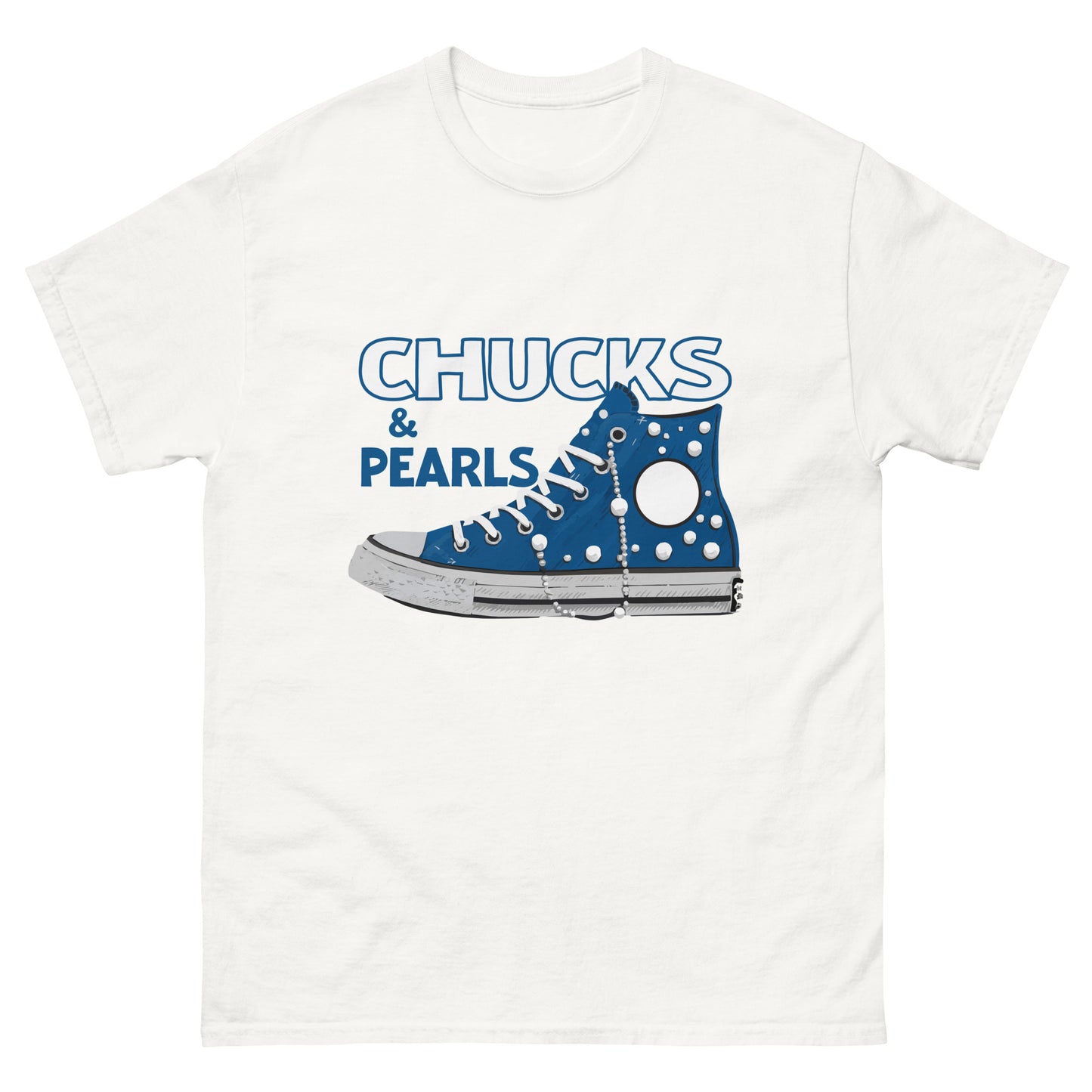 Chucks & Pearls Blue and White Unisex classic tee