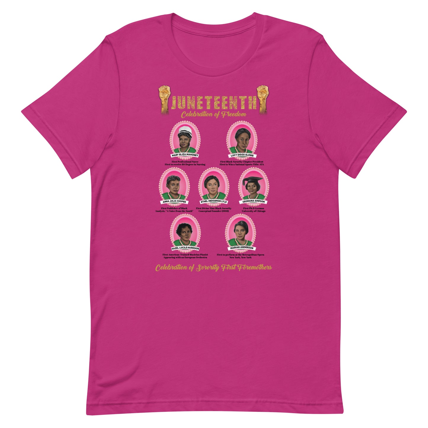 Juneteenth Greek Pink and Green  Foremothers Unisex T-Shirt