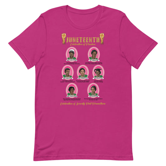 Juneteenth Greek Pink and Green  Foremothers Unisex T-Shirt