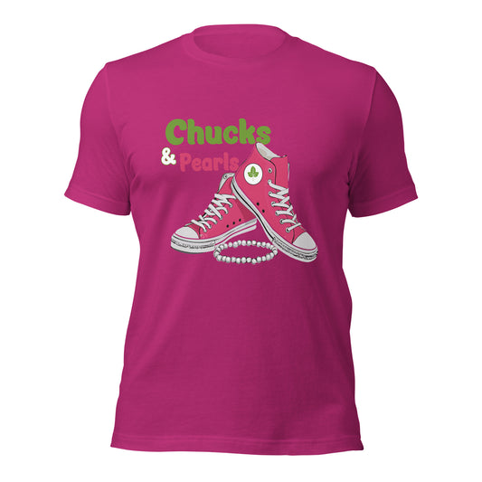 Chucks & Pearls Pink & Green Unisex t-shirt