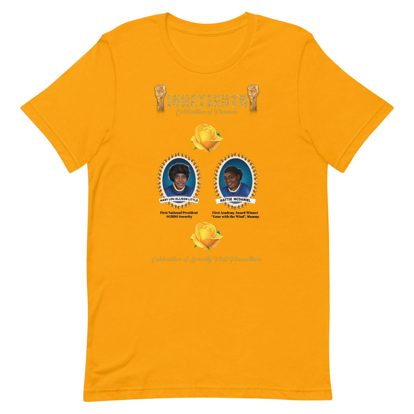 Juneteenth Greek Foremothers Blue and Gold Unisex T-shirt