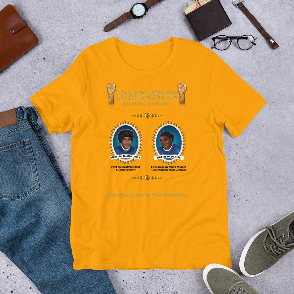 Juneteenth 1922 Blue and Gold Foremothers Unisex T-Shirt