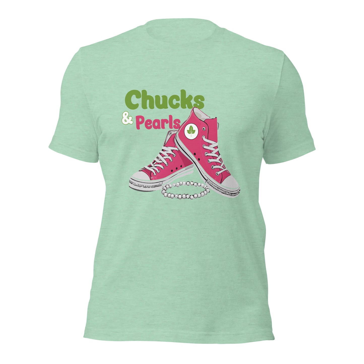 Chucks & Pearls Pink & Green Unisex t-shirt