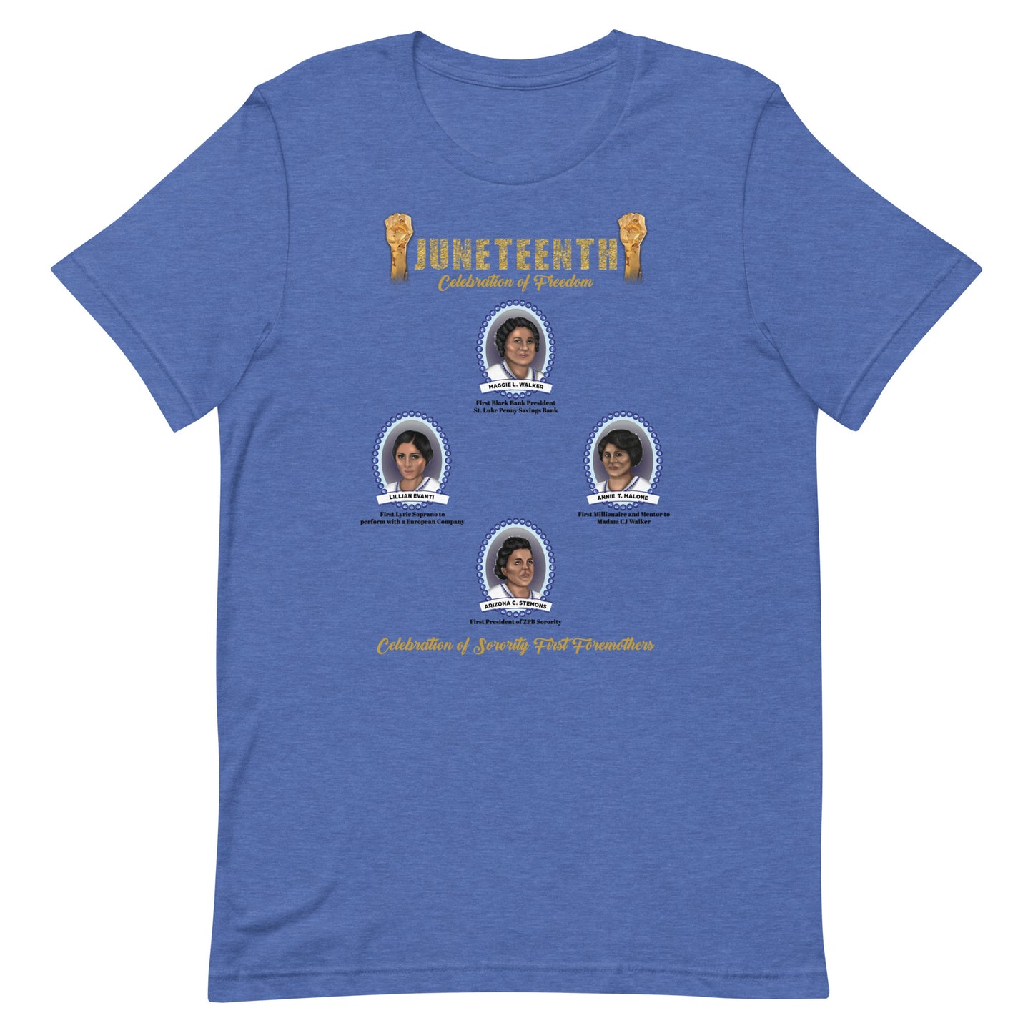 Juneteenth Greek Foremothers Blue and White Unisex T-Shirt