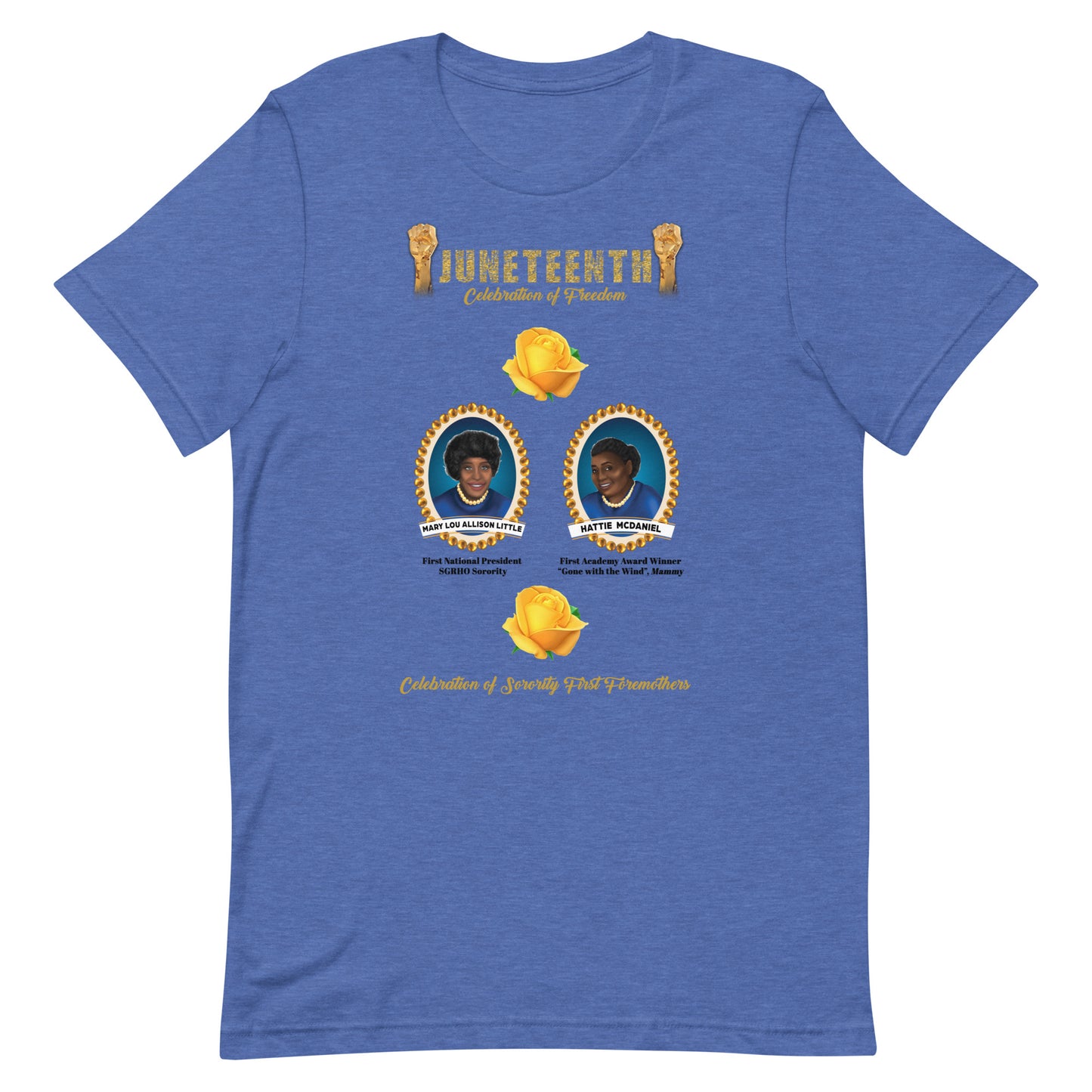 Juneteenth Greek Foremothers Blue and Gold Unisex T-shirt