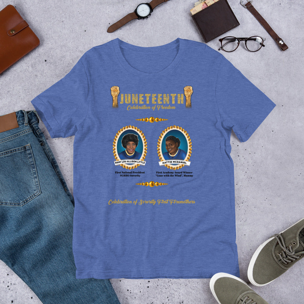 Juneteenth 1922 Blue and Gold Foremothers Unisex T-Shirt