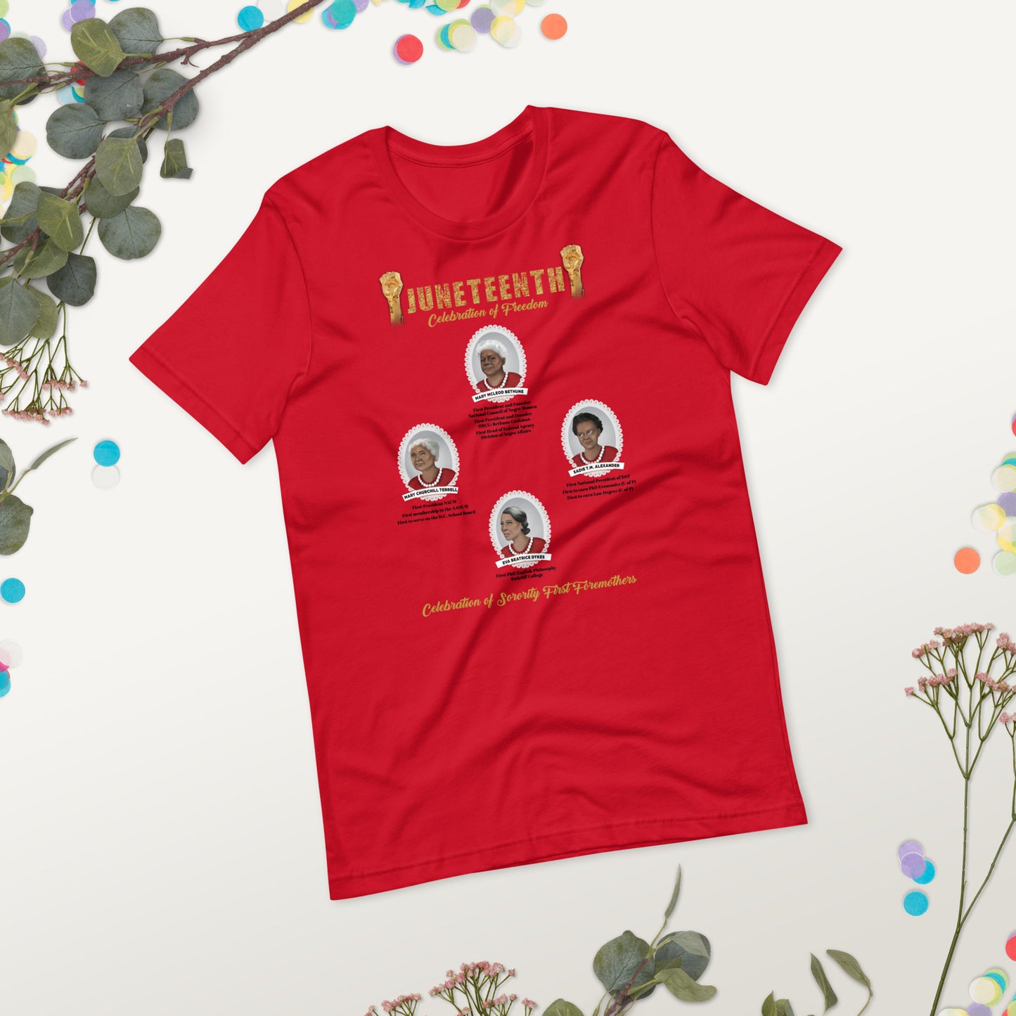 Juneteenth Greek Foremothers Red and White Unisex T--Shirt