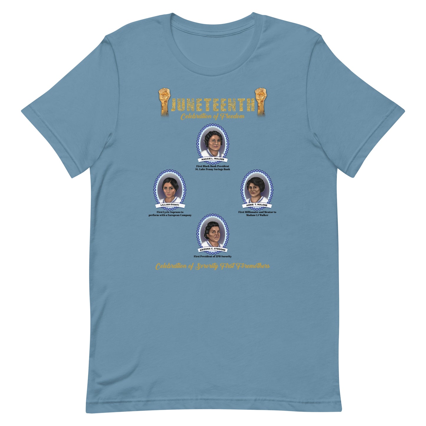 Juneteenth Greek Foremothers Blue and White Unisex T-Shirt