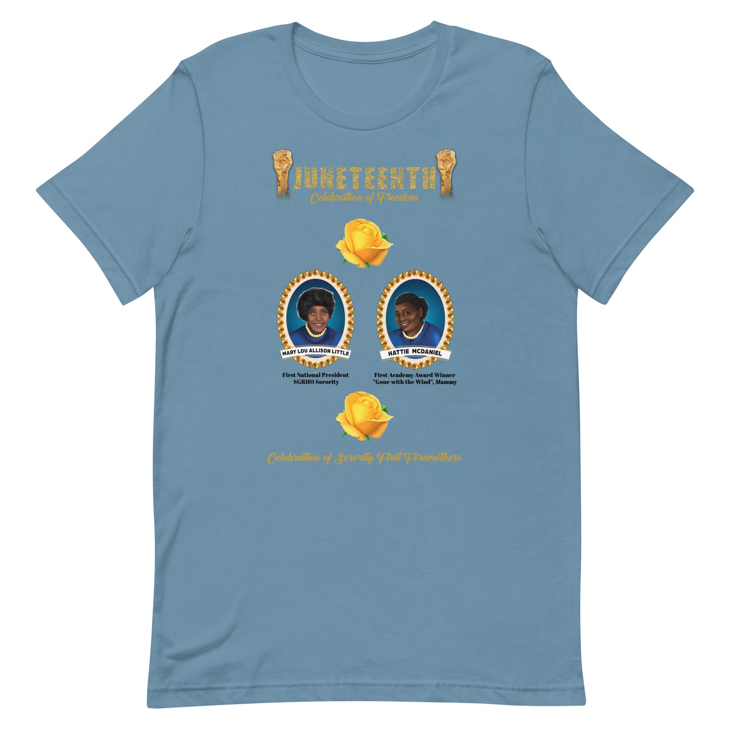 Juneteenth Greek Foremothers Blue and Gold Unisex T-shirt