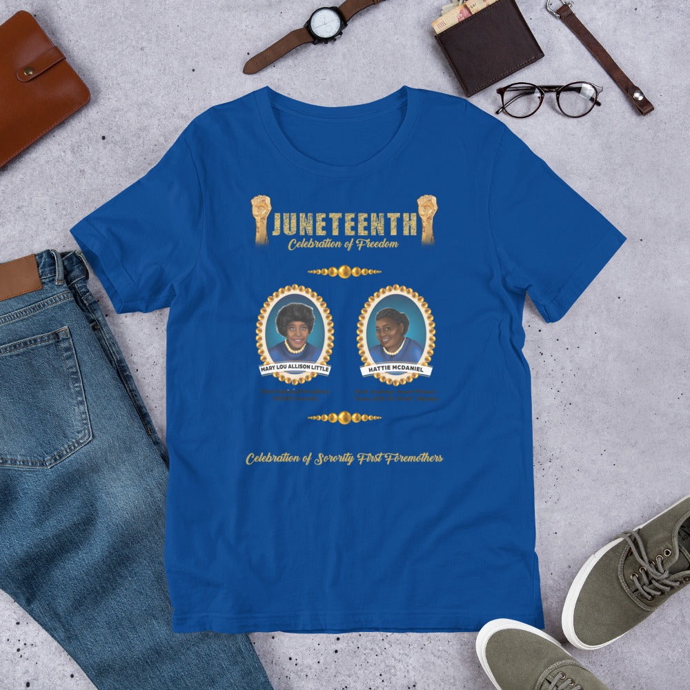 Juneteenth 1922 Blue and Gold Foremothers Unisex T-Shirt