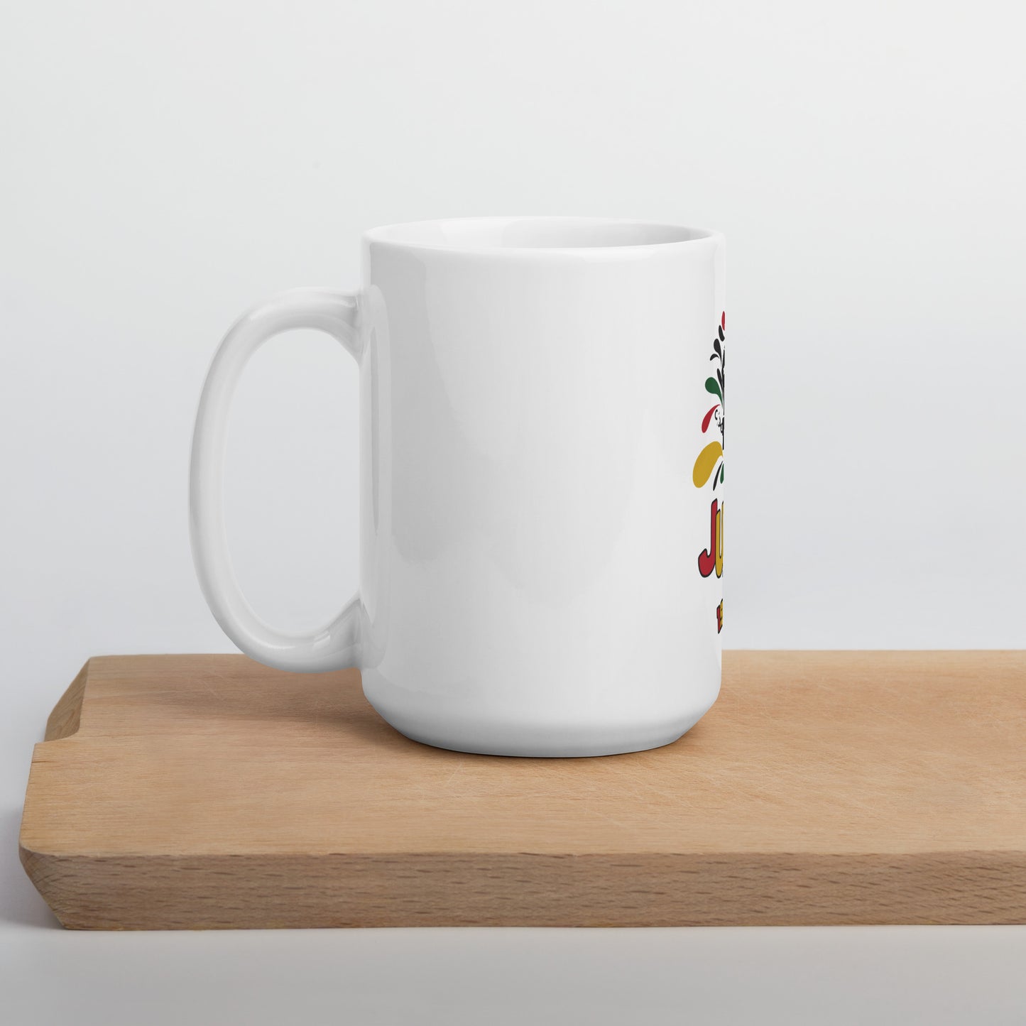 Juneteenth White glossy mug