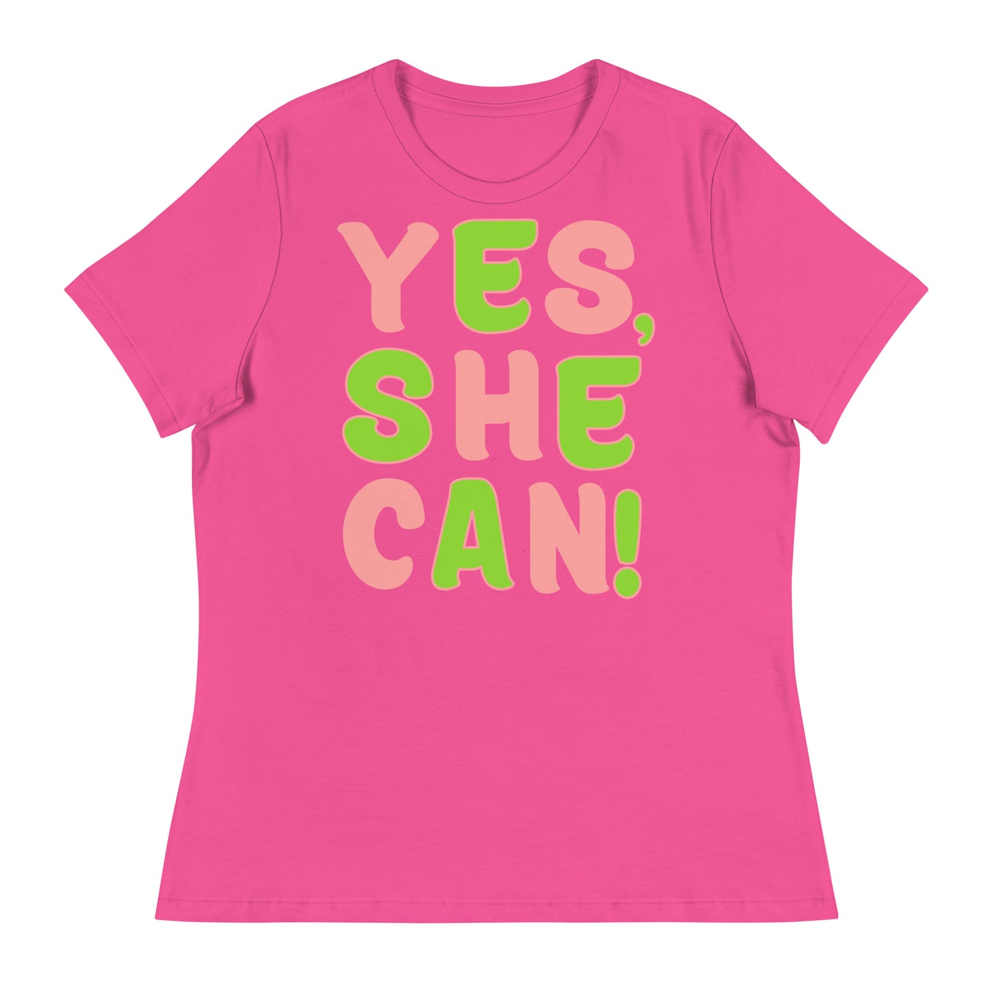 DNC 2024 Yes, She Can (Pink and Green) Women's Relaxed T-Shirt