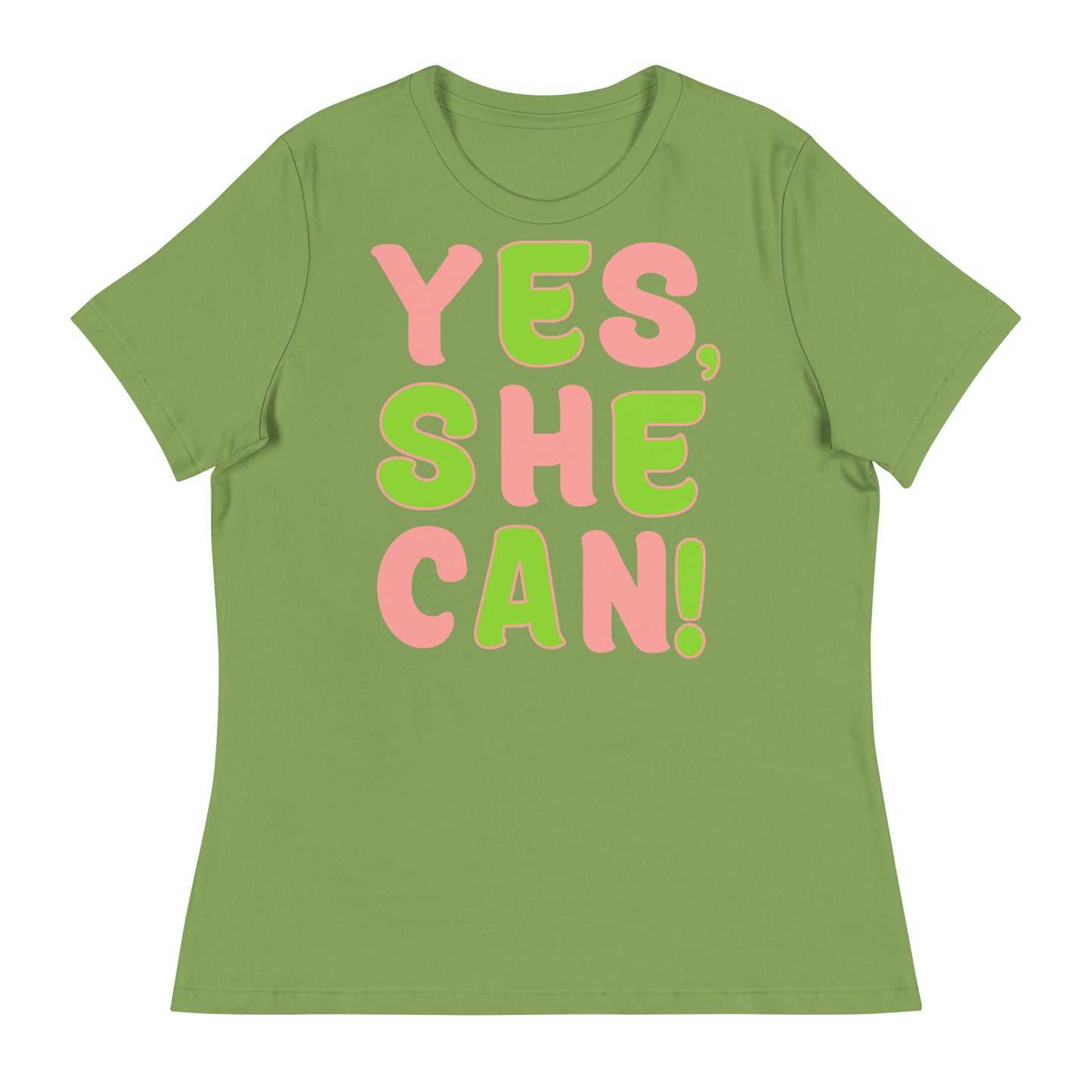 DNC 2024 Yes, She Can (Pink and Green) Women's Relaxed T-Shirt