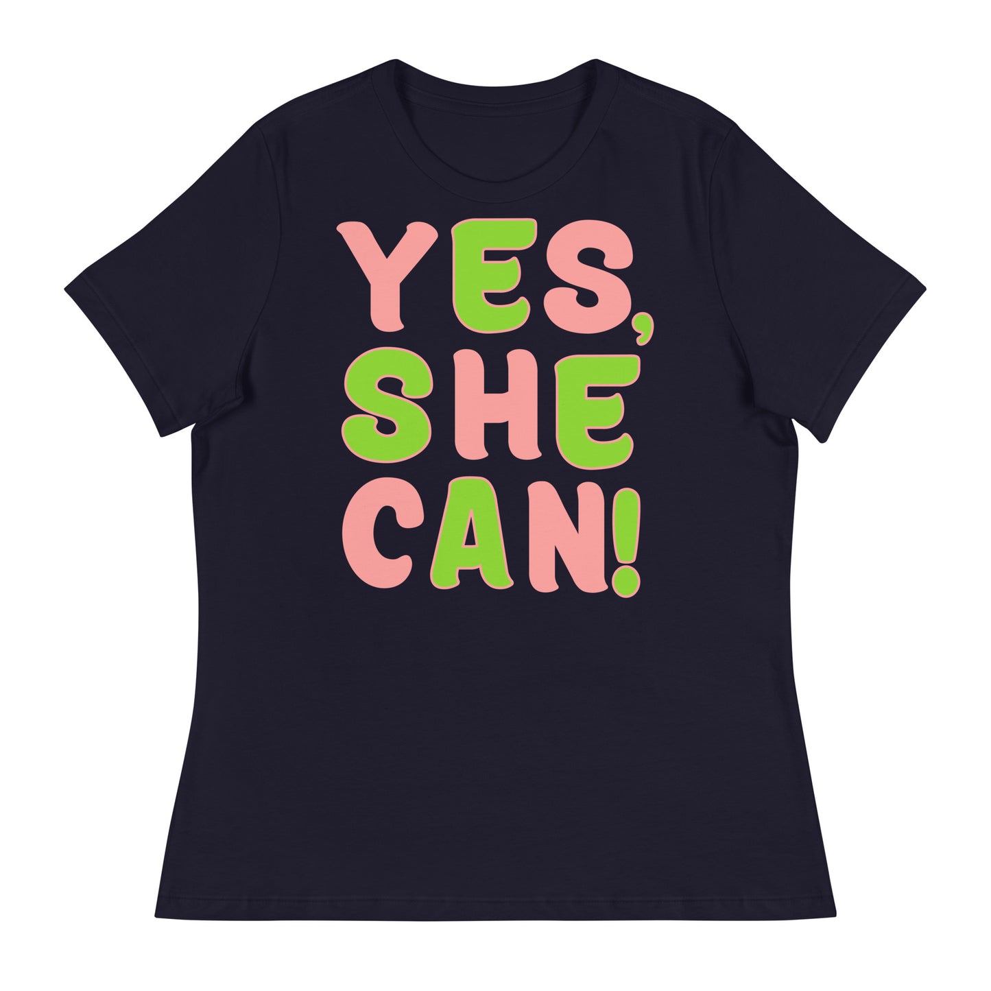 DNC 2024 Yes, She Can (Pink and Green) Women's Relaxed T-Shirt