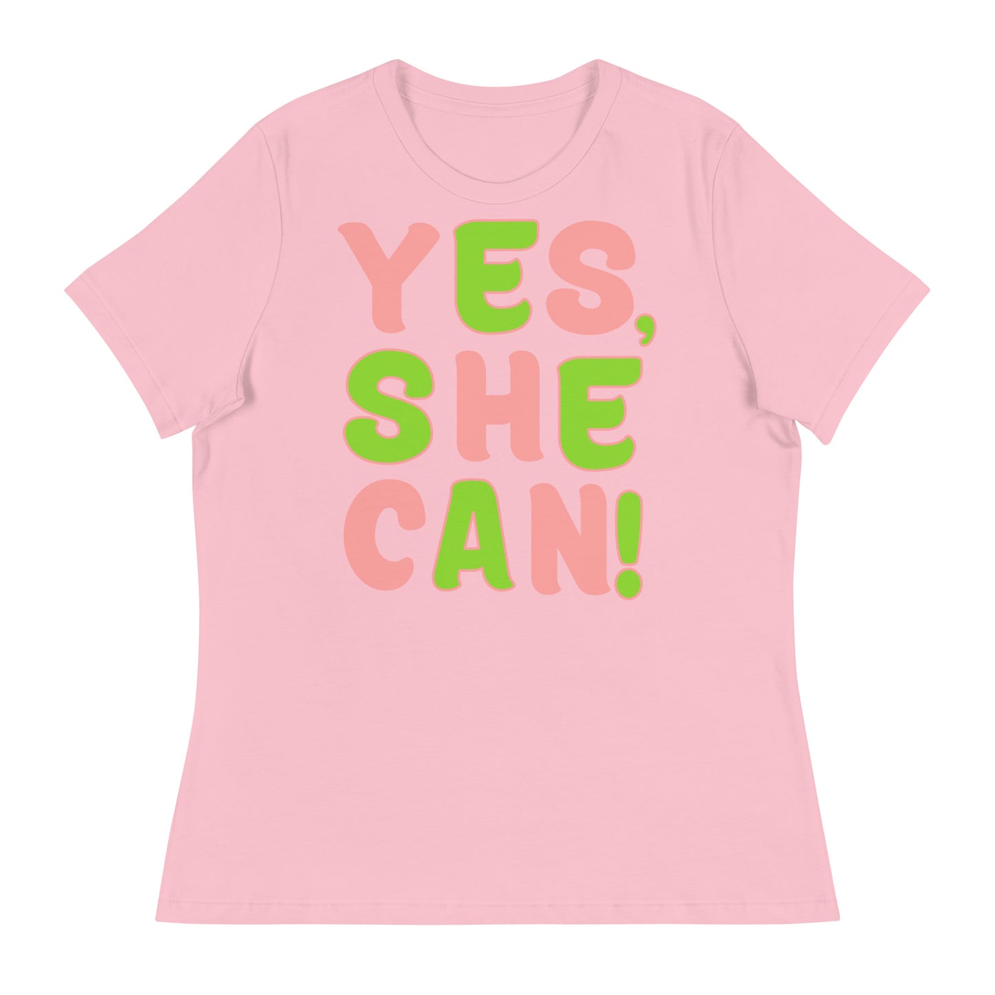 DNC 2024 Yes, She Can (Pink and Green) Women's Relaxed T-Shirt