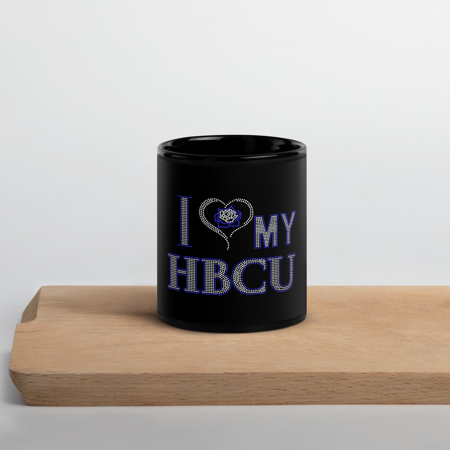 Blue and White HBCU Black Glossy Mug