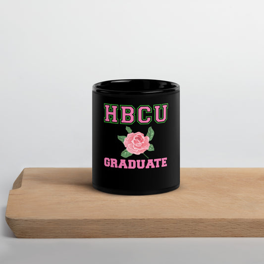 Pink and Green HBCU Graduate Black Glossy Mug