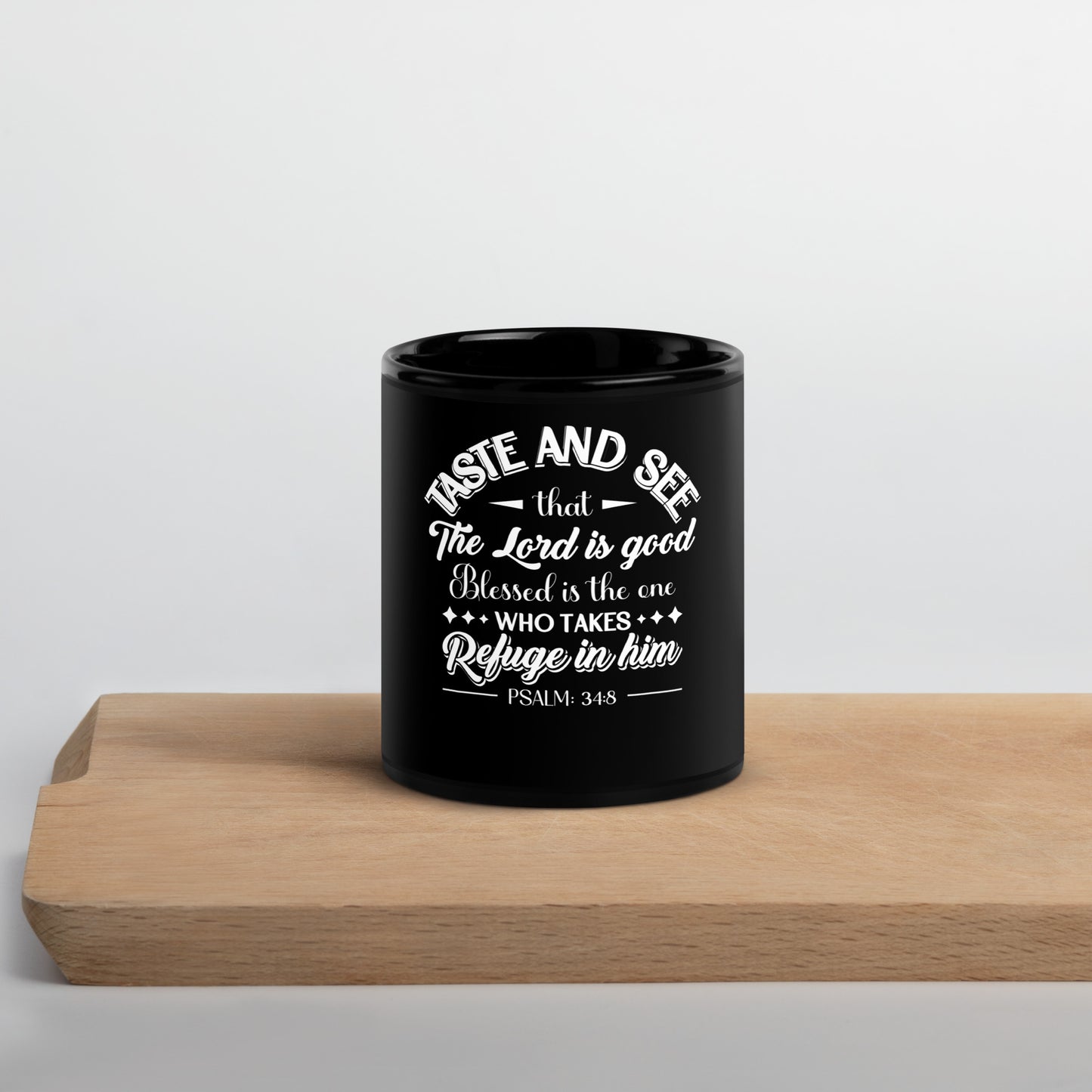 Scripture Black Glossy Mug