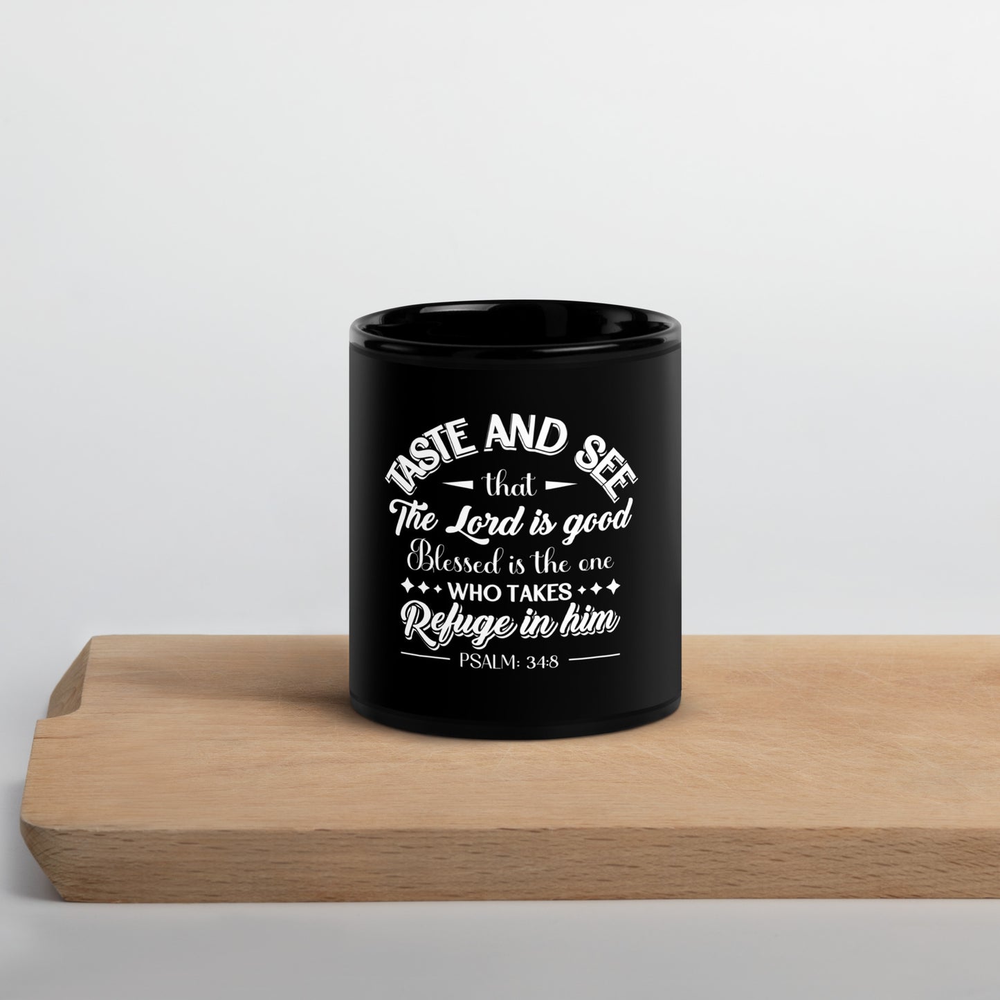 Scripture Black Glossy Mug