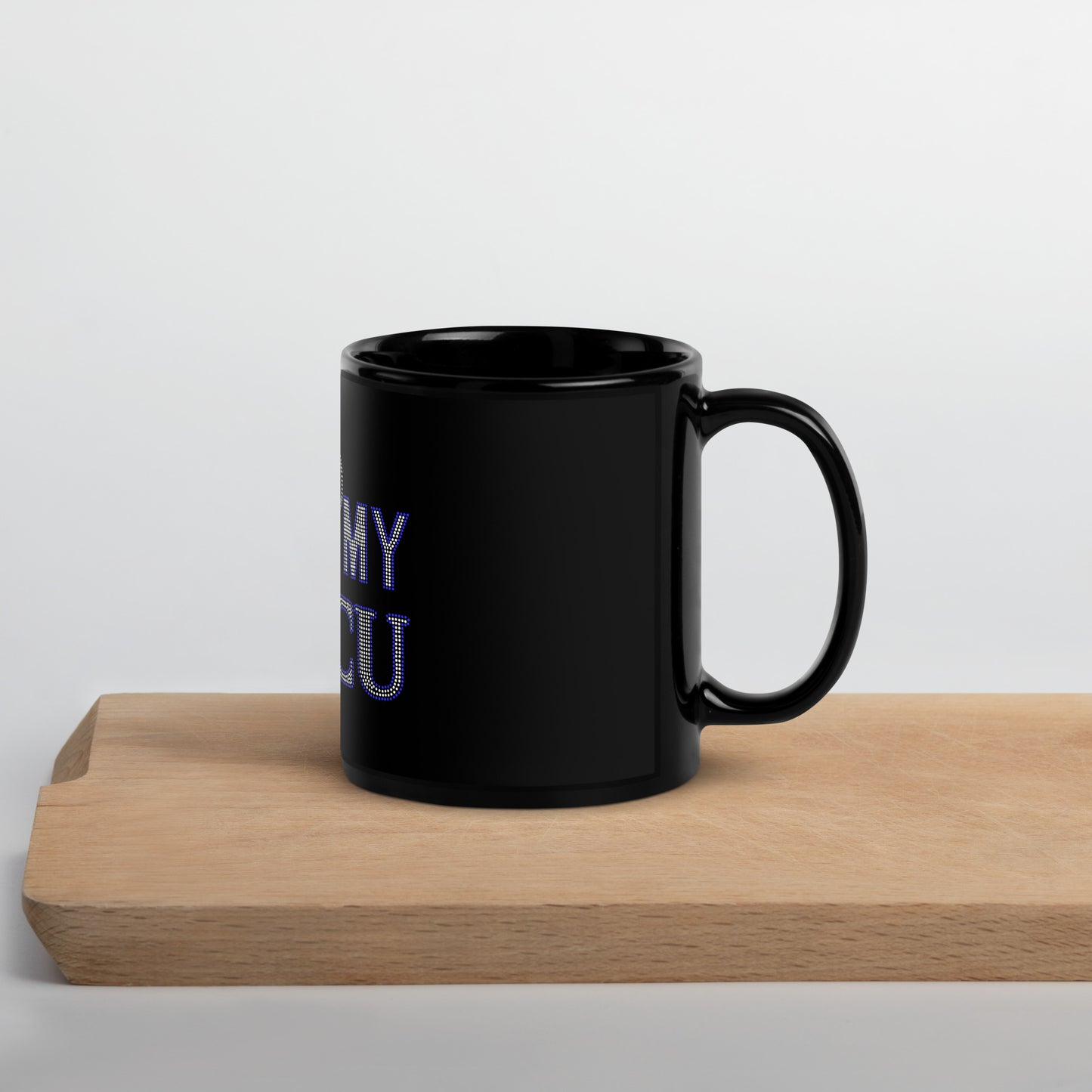 Blue and White HBCU Black Glossy Mug