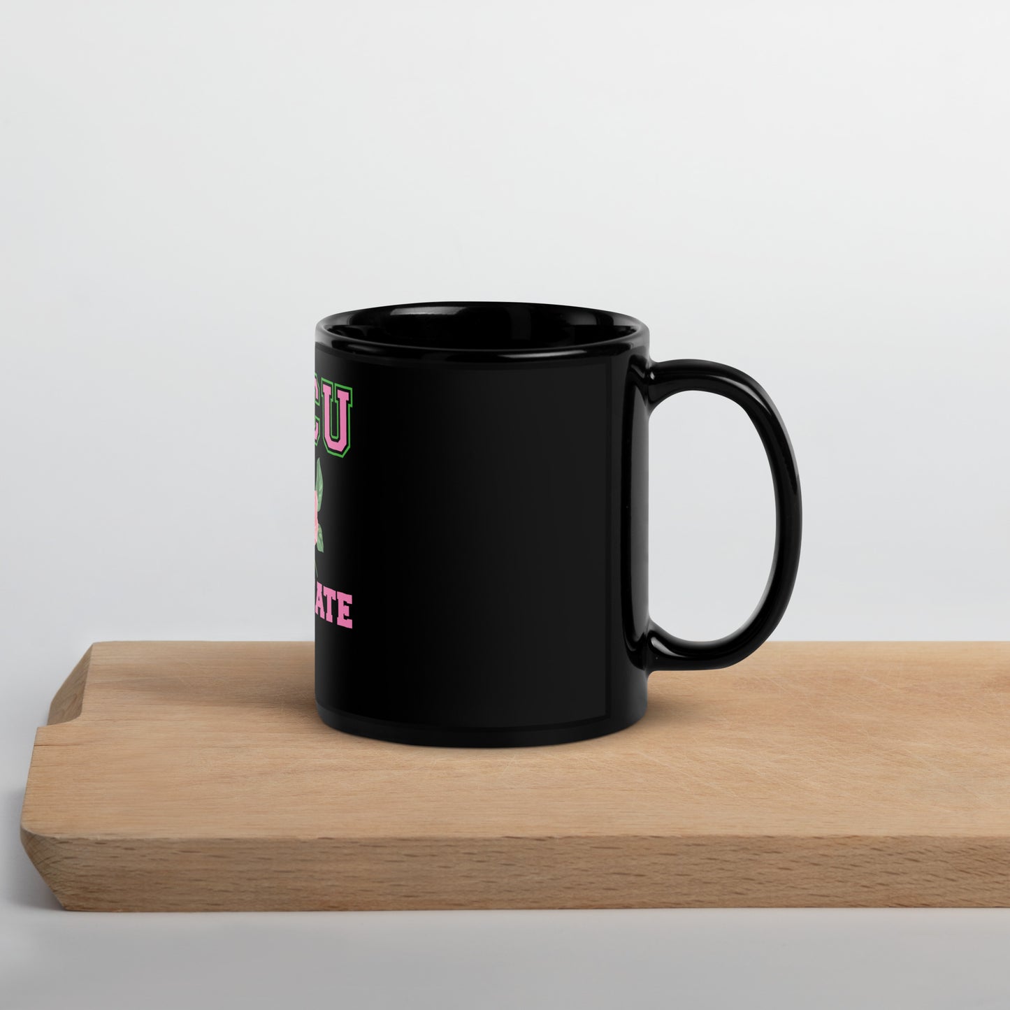 Pink and Green HBCU Graduate Black Glossy Mug